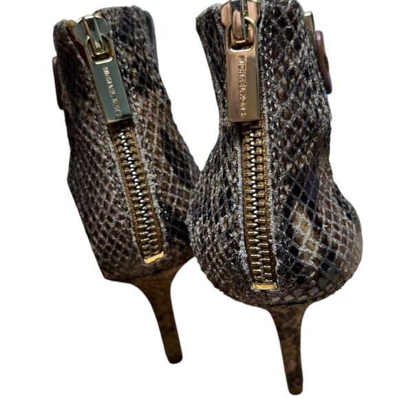 Michael Kors Snakeskin & Leather Tan Peep Toe Stiletto Ankle Strap Size 6.5 - Picture 7 of 9